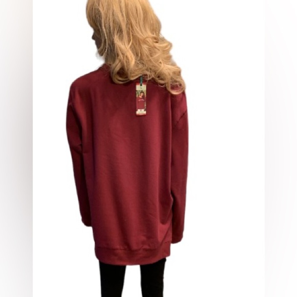SWEATSHIRT Green Tea Women’s Burgundy WINE O CLOCK Long Sleeve Sweatshirt - Picture 6 of 10